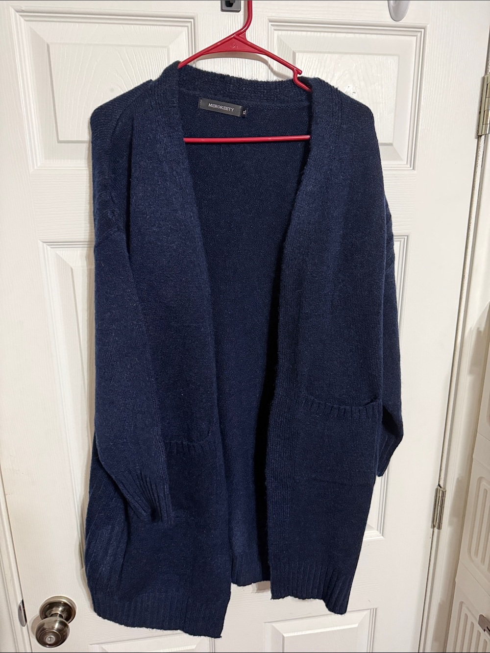 Merona Navy Open-Front Longline Cardigan